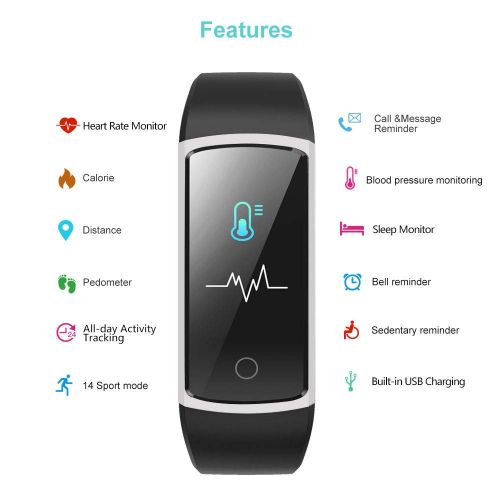  YAMAY Fitness Tracker with Blood Pressure Monitor Heart Rate Monitor,IP68 Waterproof Activity Tracker 14 Mode Smart Watch with Step Counter Sleep Tracker,Fitness Watch for Women Me