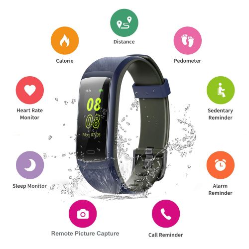  YAMAY Fitness Tracker, Fitness Watch Heart Rate Monitor Activity Tracker,Color Screen Dual-Color Bands IP68 Waterproof,with Step Counter Sleep Monitor 14 Sports Tracking for Women