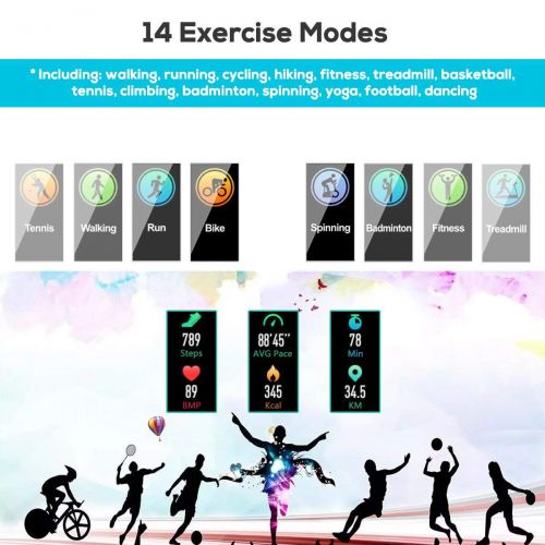  YAMAY Fitness Tracker, Fitness Watch Heart Rate Monitor Activity Tracker,Color Screen Dual-Color Bands IP68 Waterproof,with Step Counter Sleep Monitor 14 Sports Tracking for Women