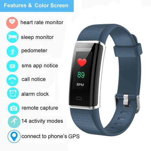  YAMAY Fitness Tracker with Heart Rate Monitor, Fitness Watch Activity Tracker Smart Watch with Sleep Monitor 14 Sports Mode,Pedometer Watch for Kids Men Women (Color Screen,IP68 Wa