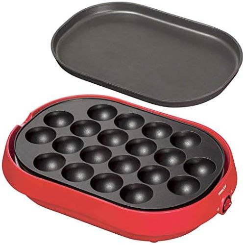  YAMAZEN takoyaki device (with flat plate) 18 baked removable plate type Red YOC-W200 (R) by YAMAZEN