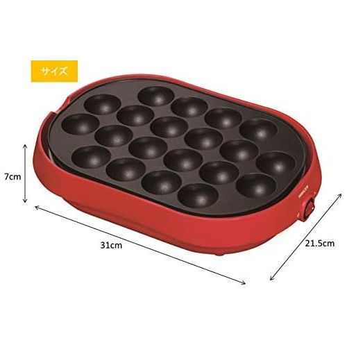  YAMAZEN takoyaki device (with flat plate) 18 baked removable plate type Red YOC-W200 (R) by YAMAZEN