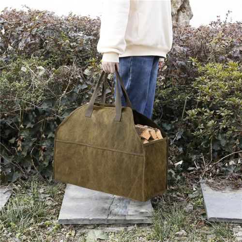  YANGLIYU Outdoor Portable Organizer Fireplace Wood Stove Log Tote Storage Holder Carrier Canvas Firewood Storage Bag