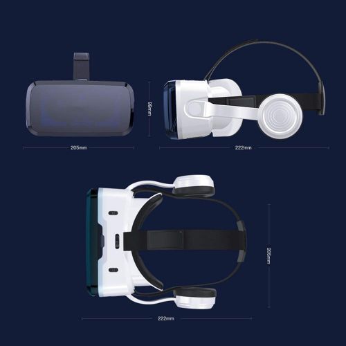  YANJINGYJ VR Headsets,3D VR Glasses Head-Mounted Virtual Reality Glasses, Games/Movies Support 4.7-6 inch iPhone/Android Phone,Black,Package7