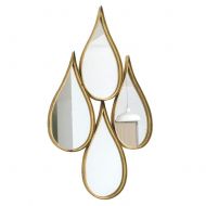YANZHEN-jingzi YANZHEN Mirror Wall-Mounted Teardrop-Shaped with Frame Retro Bathroom Anti-Rust Iron (Color : Gold, Size : 45x75cm)