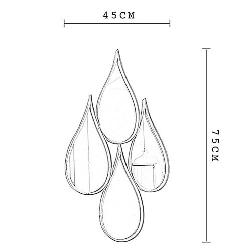  YANZHEN-jingzi YANZHEN Mirror Wall-Mounted Teardrop-Shaped with Frame Retro Bathroom Anti-Rust Iron (Color : Gold, Size : 45x75cm)