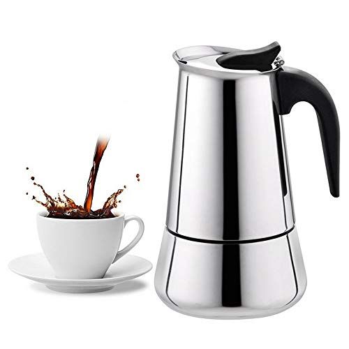  YAOBAO Stainless Steel Mocha Pot, Made of 403 Stainless Steel, 6/9 Cups (300Ml/450 Ml), Portable Electric Coffee Machine, Espresso Machine, Suitable for Induction Cooker,450ml