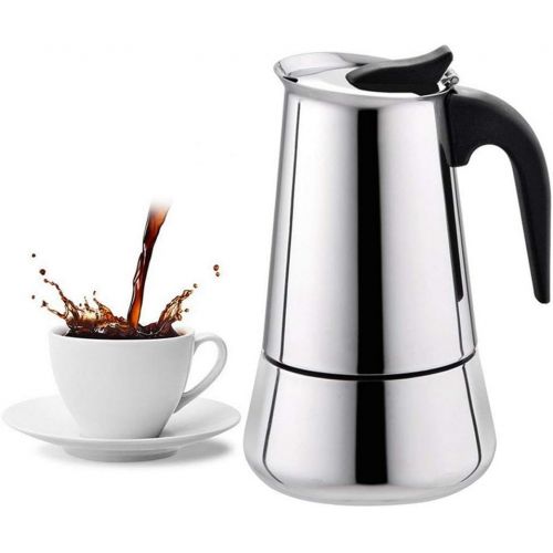  YAOBAO Stainless Steel Mocha Pot, Made of 403 Stainless Steel, 6/9 Cups (300Ml/450 Ml), Portable Electric Coffee Machine, Espresso Machine, Suitable for Induction Cooker,450ml