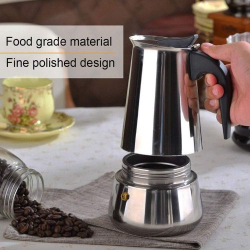  YAOBAO Stainless Steel Mocha Pot, Made of 403 Stainless Steel, 6/9 Cups (300Ml/450 Ml), Portable Electric Coffee Machine, Espresso Machine, Suitable for Induction Cooker,450ml