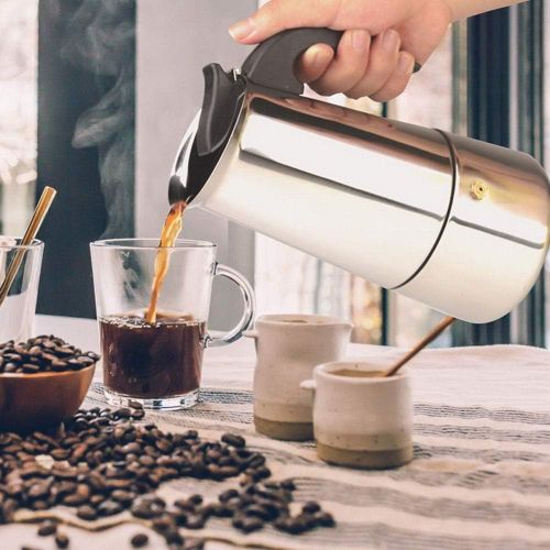  YAOBAO Stainless Steel Mocha Pot, Made of 403 Stainless Steel, 6/9 Cups (300Ml/450 Ml), Portable Electric Coffee Machine, Espresso Machine, Suitable for Induction Cooker,450ml