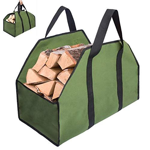  YAOBAO Canvas Log Carrier Bag,Durable Wood Tote,Fireplace Stove Accessories,Extra Large Firewood Holder with Handles for Outdoor Fire Pit Storage Bag,24 (L) X 12 (H) X 10 (D)