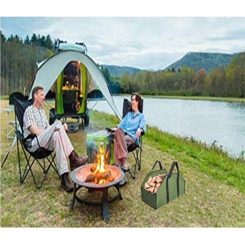  YAOBAO Canvas Log Carrier Bag,Durable Wood Tote,Fireplace Stove Accessories,Extra Large Firewood Holder with Handles for Outdoor Fire Pit Storage Bag,24 (L) X 12 (H) X 10 (D)