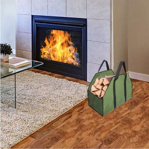  YAOBAO Canvas Log Carrier Bag,Durable Wood Tote,Fireplace Stove Accessories,Extra Large Firewood Holder with Handles for Outdoor Fire Pit Storage Bag,24 (L) X 12 (H) X 10 (D)