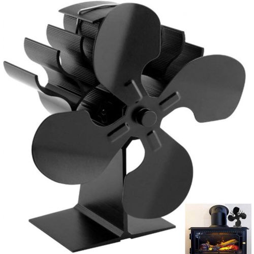  YAOBAO Heat Powered Stove Fan,4 Blade Fireplaces Fan,Silent Eco Friendly Wood Burning for Gas,Pellet,Wood,Log Burning Stoves,50 400°C/790G