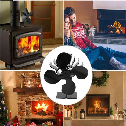  YAOBAO Heat Powered Stove Fan,4 Blade Fireplaces Fan,Silent Eco Friendly Wood Burning for Gas,Pellet,Wood,Log Burning Stoves,50 400°C/790G