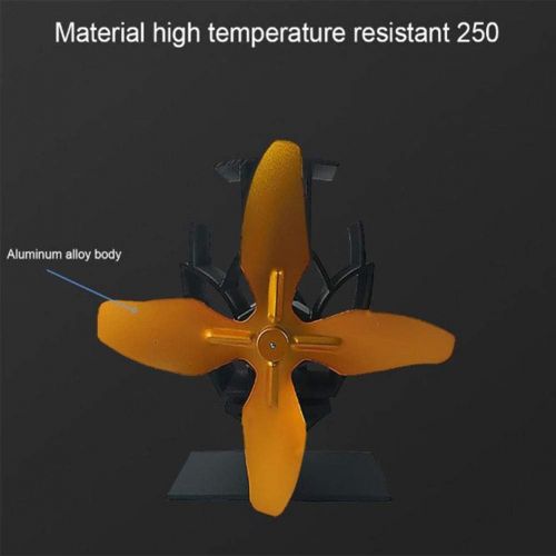  YAOBAO Heat Powered Stove Fan,4 Blade Fireplaces Fan,Silent Eco Friendly Wood Burning for Gas,Pellet,Wood,Log Burning Stoves, 20Db/170X155x120mm