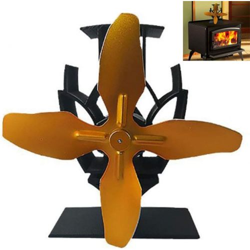  YAOBAO Heat Powered Stove Fan,4 Blade Fireplaces Fan,Silent Eco Friendly Wood Burning for Gas,Pellet,Wood,Log Burning Stoves, 20Db/170X155x120mm