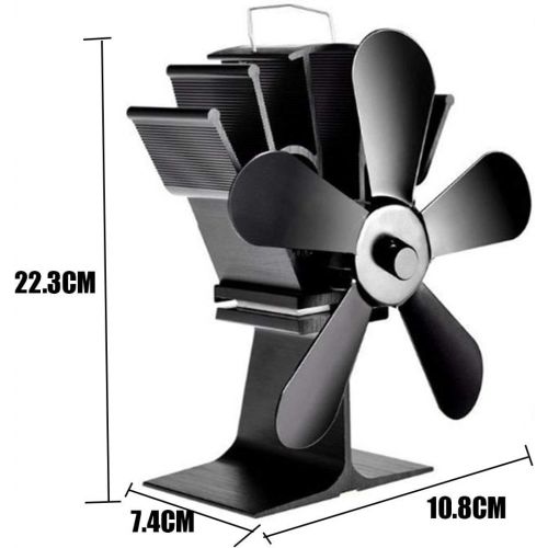  YAOBAO Heat Powered Stove Fan,5 Blade Fireplaces Fan,Silent Eco Friendly Wood Burning for Gas,Pellet,Wood,Log Burning Stoves,60 350°C/8.8 Inch