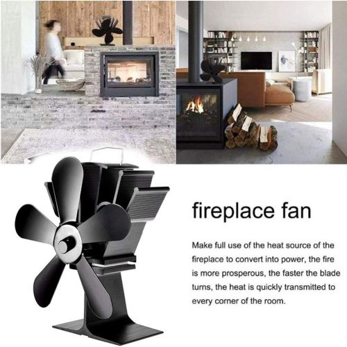  YAOBAO Heat Powered Stove Fan,5 Blade Fireplaces Fan,Silent Eco Friendly Wood Burning for Gas,Pellet,Wood,Log Burning Stoves,60 350°C/8.8 Inch