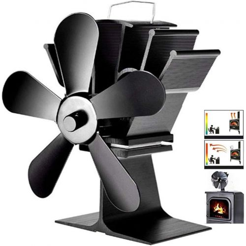  YAOBAO Heat Powered Stove Fan,5 Blade Fireplaces Fan,Silent Eco Friendly Wood Burning for Gas,Pellet,Wood,Log Burning Stoves,60 350°C/8.8 Inch