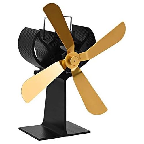  YAOBAO Heat Powered Stove Fan, 4 Blade Heat Powered Stove Fan for Wood/Log Burner/Fireplace Increases 80% More Warm Air Than 2 Blade Fan, Eco Friendly,Yellow