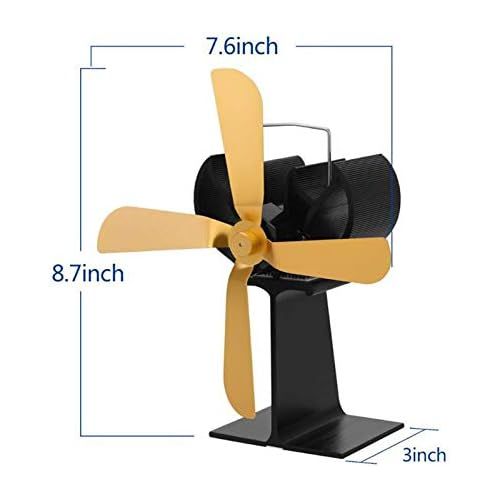  YAOBAO Heat Powered Stove Fan, 4 Blade Heat Powered Stove Fan for Wood/Log Burner/Fireplace Increases 80% More Warm Air Than 2 Blade Fan, Eco Friendly,Yellow