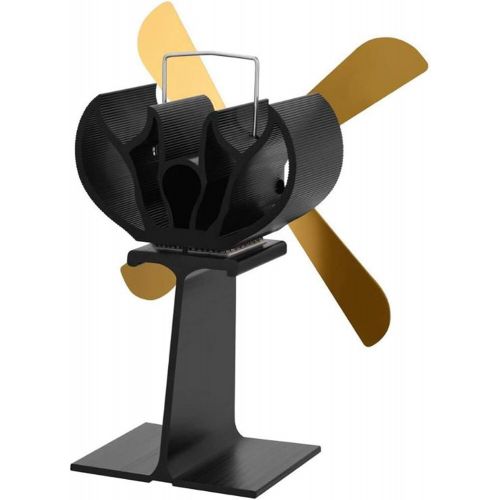  YAOBAO Heat Powered Stove Fan, 4 Blade Heat Powered Stove Fan for Wood/Log Burner/Fireplace Increases 80% More Warm Air Than 2 Blade Fan, Eco Friendly,Yellow