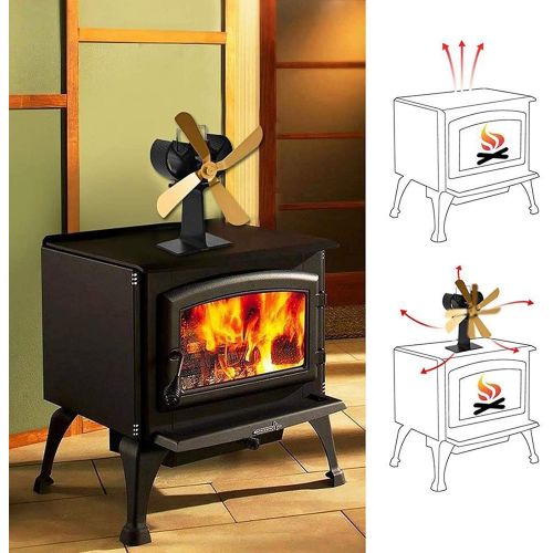  YAOBAO Heat Powered Stove Fan, 4 Blade Heat Powered Stove Fan for Wood/Log Burner/Fireplace Increases 80% More Warm Air Than 2 Blade Fan, Eco Friendly,Yellow