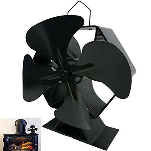  YAOBAO 4 Blade Heat Powered Stove Fan,Eco Friendly Slient Operation Wood Stove Fan,Aluminium Fan for Wood/Log Burner/Fireplace,240x190x120mm