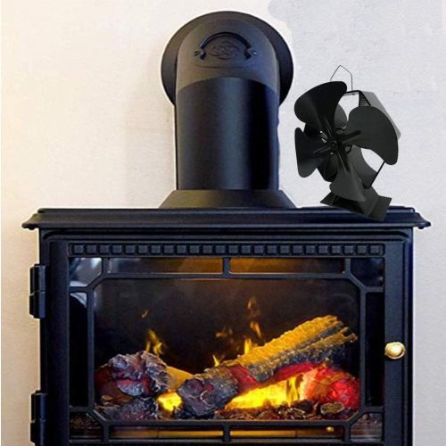  YAOBAO 4 Blade Heat Powered Stove Fan,Eco Friendly Slient Operation Wood Stove Fan,Aluminium Fan for Wood/Log Burner/Fireplace,240x190x120mm