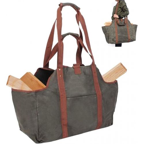  YAOBAO Indoor Canvas Log Tote Bag Carrier,Fireplace Firewood Totes Log Holders with Handles,Waterproof Round Woodpile Rack Fire Wood Carriers for Outdoor Hearth Stove Tools