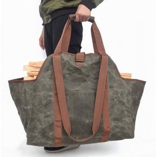  YAOBAO Indoor Canvas Log Tote Bag Carrier,Fireplace Firewood Totes Log Holders with Handles,Waterproof Round Woodpile Rack Fire Wood Carriers for Outdoor Hearth Stove Tools