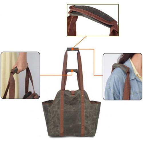  YAOBAO Indoor Canvas Log Tote Bag Carrier,Fireplace Firewood Totes Log Holders with Handles,Waterproof Round Woodpile Rack Fire Wood Carriers for Outdoor Hearth Stove Tools