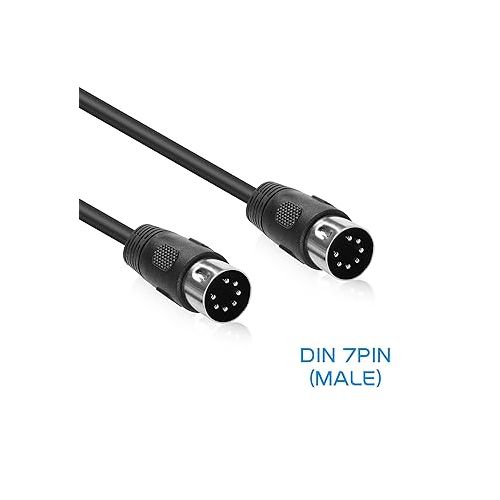  YAODHAOD 7 Pin Din Midi Cable Male to Male Professional Controller Interface Audio MIDI Extension Cord for Bang & Olufsen, Naim, Quad，Stereo Systems Cable (1M/3.2FT)