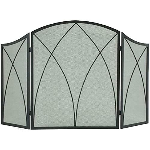  YAOJIA Fireplace Screens Decorative 3 Panels Folding Wrought Iron Fireplace Screen,Outdoor Metal Decorative Mesh Solid Wrought Iron Fire Place Guard for Wood and Coal Firing,Stoves