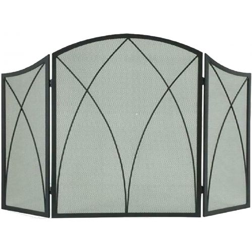  YAOJIA Fireplace Screens Decorative 3 Panels Folding Wrought Iron Fireplace Screen,Outdoor Metal Decorative Mesh Solid Wrought Iron Fire Place Guard for Wood and Coal Firing,Stoves