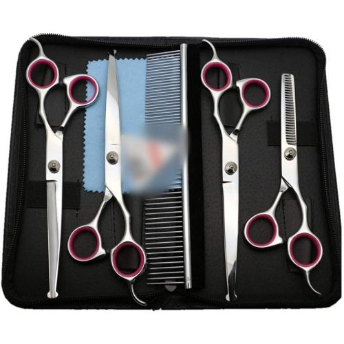  YAOSHIBIAN-shears 7.5-inch Pet Anti-Scratch Scissors, Round Head Hair Safety Pet Scissors Set Shears (Color : Silver)