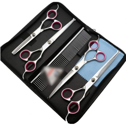  YAOSHIBIAN-shears 7.5-inch Pet Anti-Scratch Scissors, Round Head Hair Safety Pet Scissors Set Shears (Color : Silver)