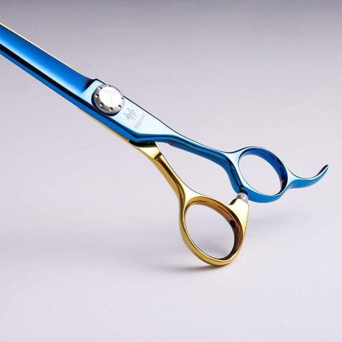  YAOSHIBIAN-shears Color 7.0 Inch Pet Scissors,Special Scissors for Pet Groomers, Stainless Steel Flat Shears Shears (Color : Blue Gold)