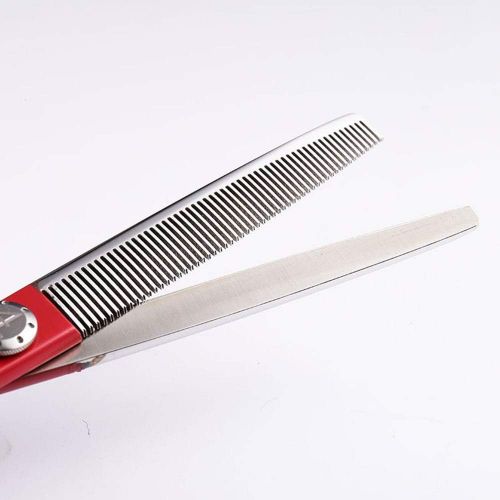  YAOSHIBIAN-shears 7.0 Inch Red Pet Scissors, Beauty Thinning Scissors,High-end Stainless Steel Dog Hairdressing Scissors Shears (Color : Red)