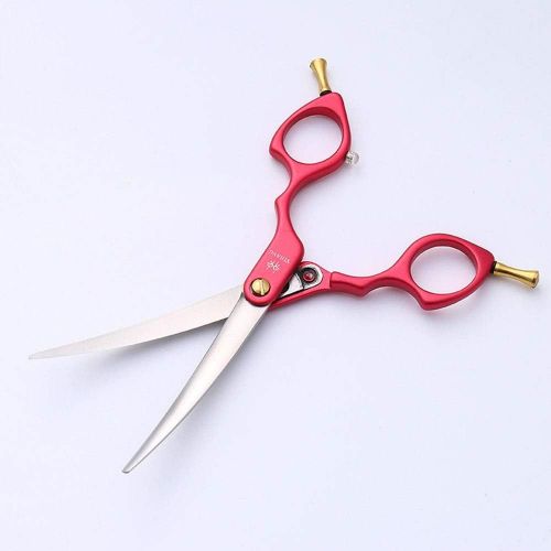  YAOSHIBIAN-shears 6.0 Inch,Small Curved Shears Pet Groomer Special Shaving Tools Stainless Steel Pet Scissors Red Trimming Shears (Color : Red)