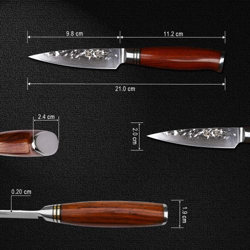  Besuchen Sie den YARENH-Store YARENH Damastmesser Kuechenmesser 20 cm,Japanische Damaszener Klinge Scharfes Messer,Damaststahl Profi Kochmesser,