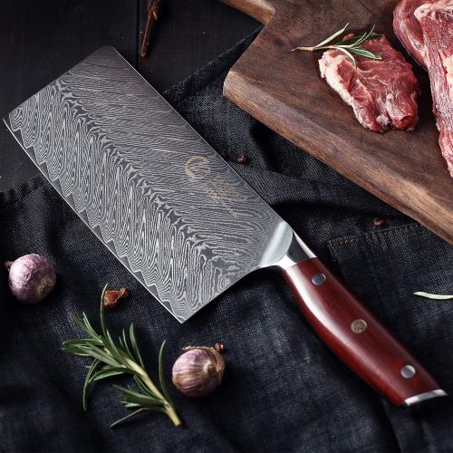  [아마존베스트]YARENH Damascus Kitchen Knife Set of 5 Chefs Knives Professional Japanese Damascus Steel & Dalbergia Wooden Handle Professional Damask Chefs Knife KTF Series
