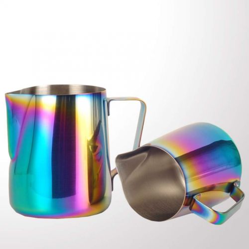  YARNOW Milk Frothing Pitcher 20oz, Stainless Steel Espresso Milk Steaming Pitcher Colorful Coffee Milk Frother Jug Cup for Espresso Machine, Latte Art (600ML)