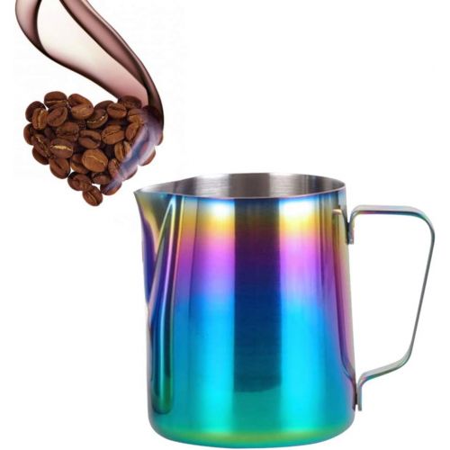  YARNOW Milk Frothing Pitcher 20oz, Stainless Steel Espresso Milk Steaming Pitcher Colorful Coffee Milk Frother Jug Cup for Espresso Machine, Latte Art (600ML)