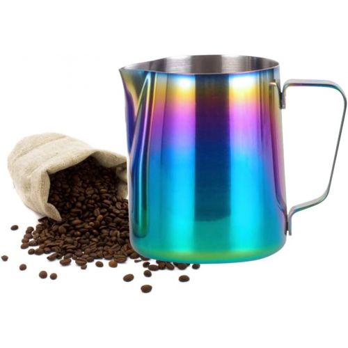  YARNOW Milk Frothing Pitcher 20oz, Stainless Steel Espresso Milk Steaming Pitcher Colorful Coffee Milk Frother Jug Cup for Espresso Machine, Latte Art (600ML)