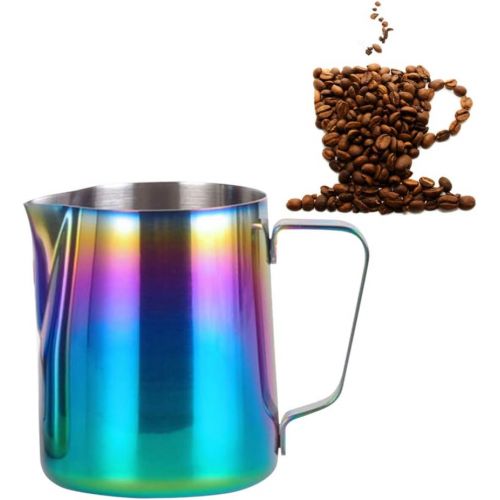  YARNOW Milk Frothing Pitcher 20oz, Stainless Steel Espresso Milk Steaming Pitcher Colorful Coffee Milk Frother Jug Cup for Espresso Machine, Latte Art (600ML)