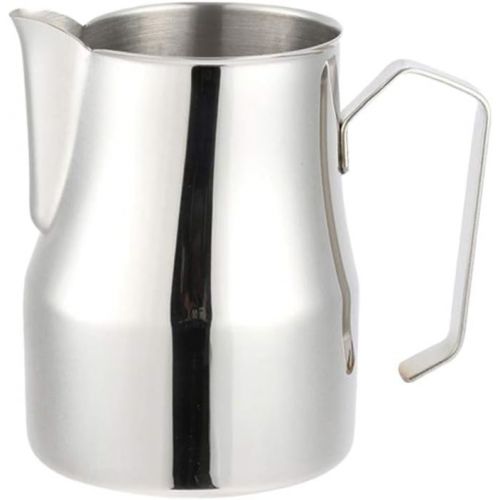  YARNOW Milk Frothing Pitcher 15oz, Stainless Steel Espresso Milk Steaming Pitcher Silver Coffee Milk Creamer Frother Jug Cup for Espresso Machine, Latte Art (450ML)