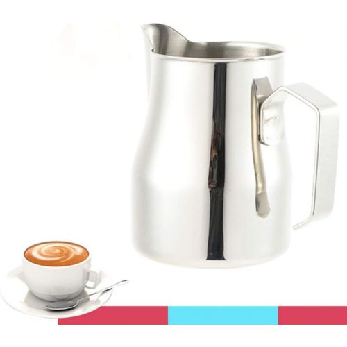  YARNOW Milk Frothing Pitcher 15oz, Stainless Steel Espresso Milk Steaming Pitcher Silver Coffee Milk Creamer Frother Jug Cup for Espresso Machine, Latte Art (450ML)