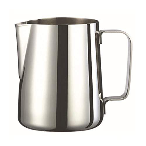  YARNOW Milk Frothing Pitcher 20oz, Stainless Steel Espresso Milk Steaming Pitcher Silver Coffee Milk Frother Jug Cup for Espresso Machine, Milk Frother, Latte Art (600ML)